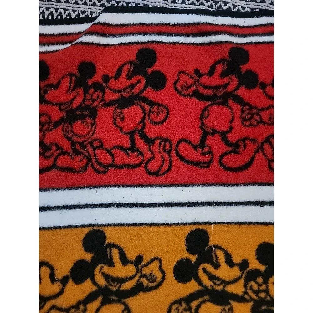 Vintage Biederlack Blanket Mickey Mouse 75x53 Multicolored Reversible